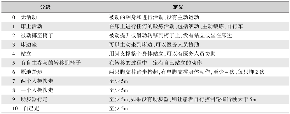 表1 早期活动IMS量表