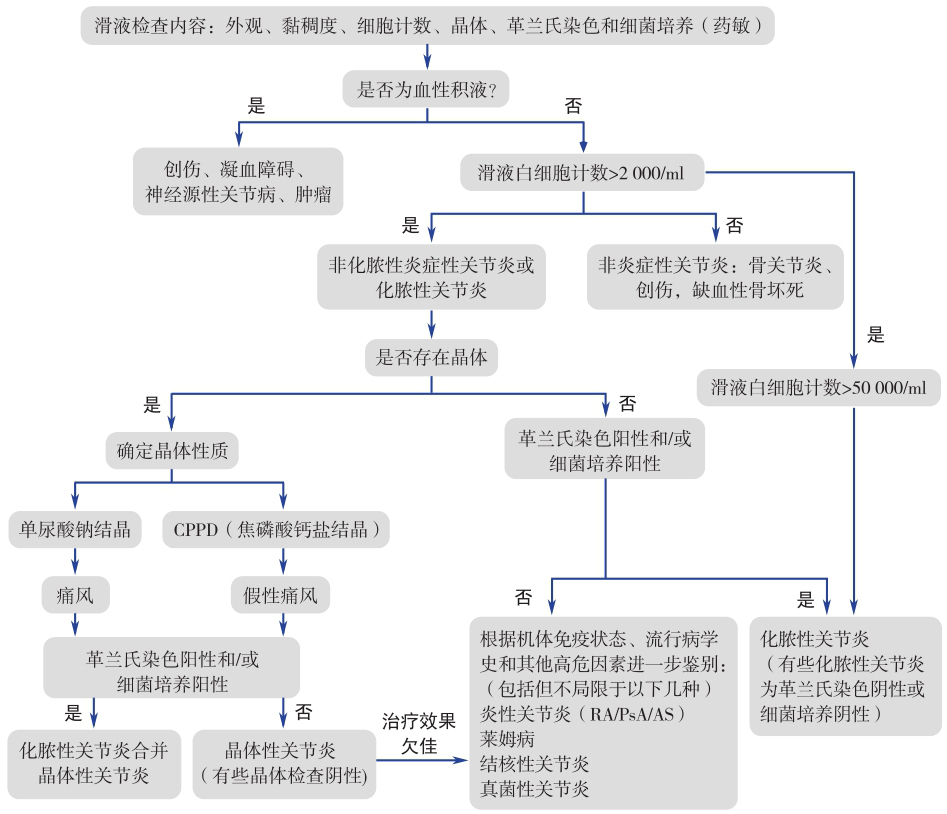 图2关节滑液检查结果解读流程